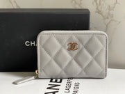 Chanel 21A Grey Caviar LGHW Zippy Coin Purse/card holder